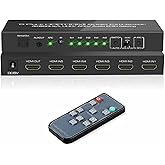 iArkPower 5 in 1 Out 4K@60Hz HDMI Switch Audio Extractor with Optical & 3.5mm Out, HDMI 2.0 Audio Splitter Support HDR 10, HDCP 2.2, 18Gbps, Dolby Vision Atmos, ARC, not eARC