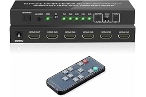 iArkPower 5 in 1 Out 4K@60Hz HDMI Switch Audio Extractor with Optical & 3.5mm Out, HDMI 2.0 Audio Splitter Support HDR 10, HDCP 2.2, 18Gbps, Dolby Vision Atmos, ARC, not eARC