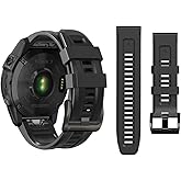 22mm Watch Band for Garmin Fenix 5/Fenix 6/Fenix 7/Fenix 8 47mm/Fenix E 47mm, Soft Silicone Band Strap Wristband with Quick Fit for Garmin Smart Watch