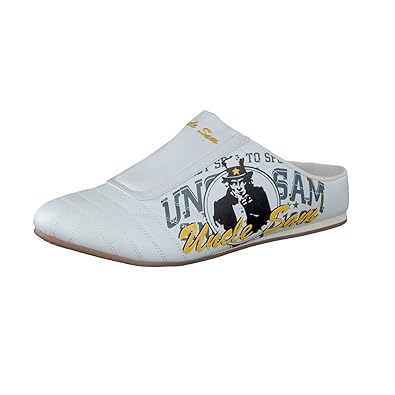 Uncle Sam Fashion Sabots für Herren in Weiß mit Druck
