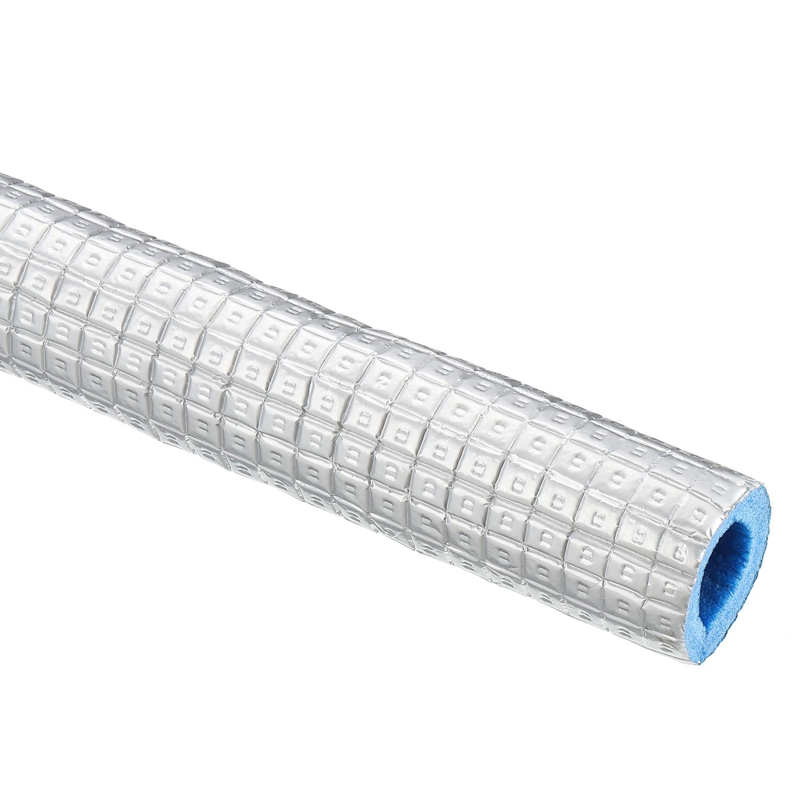 PATIKIL 5.6Ft Pipe Insulation Foam Tubing, 25mm(1") ID 43mm(1-11/16") OD Heat Preservation XPE Foam Tube Wrap with Aluminum Foil for AC Unit Air Conditioning Water Pipe, Silver Blue