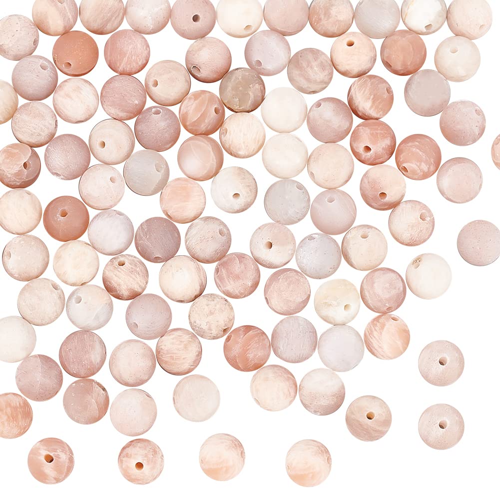 OLYCRAFT 100 Pcs Round Orange-Red Sunstone Beads, 6mm, for Jewelry Making, DIY Craft