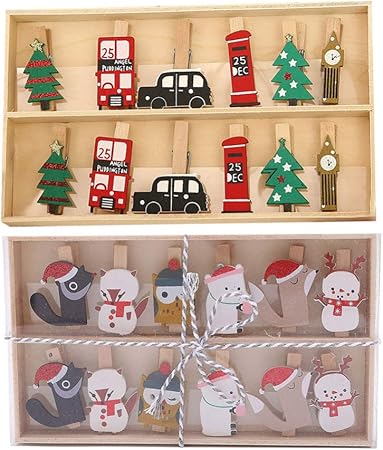 Decorazioni Natalizie Con Mollette Di Legno.Amosfun 2 Scatole Mini Mollette Di Legno Mollette Di Natale Mollette Di Carta Fotografiche Con Mollette Per Appunti Per Decorazioni Natalizie Fai Da Te Amazon It Casa E Cucina