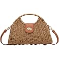 Summer Straw Bag for Women Straw Hand-woven Top-handle Handbag Crossbody Tote Clutch Bags for Travel