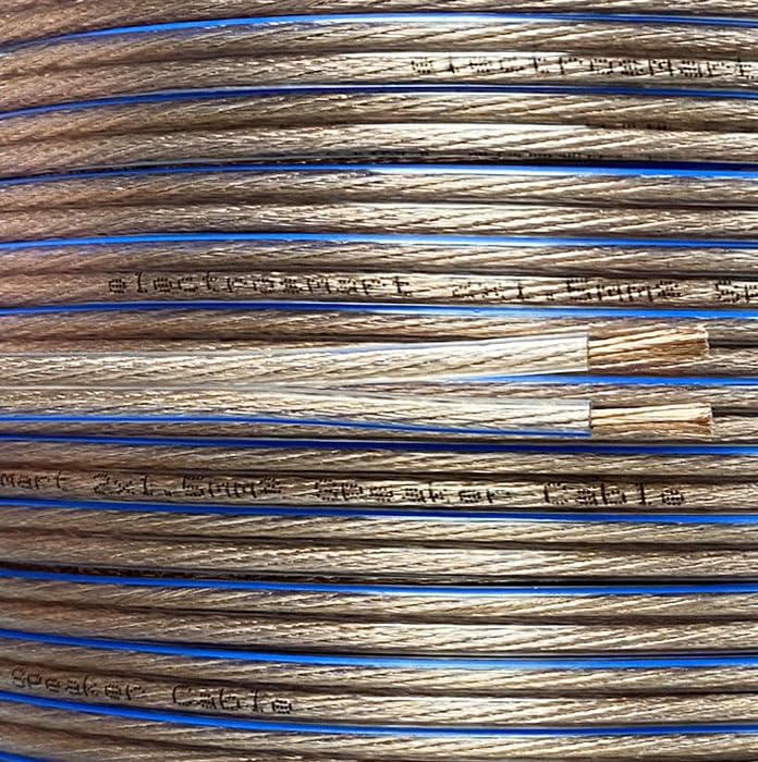 electrosmart 100m Quality 2 x 1.5mm Loud Speaker Cable - Multi-Strand 266 (2x 133 Strand Wire) - Outside Dimensions of Cable: 6.5mm x 3.1mm