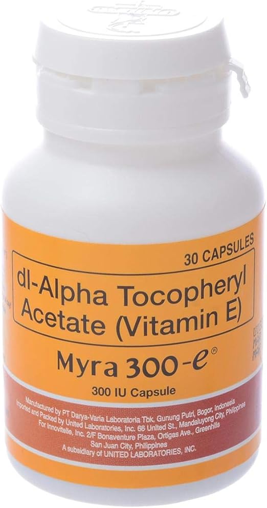Myra E 300 IU Vitamin E dAlpha Tocopherol 30 Capsules Buy Online at
