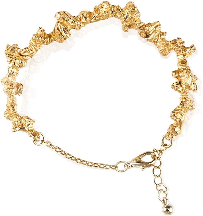 Niza Huang Sterling Silver 22ct Yellow Gold Plated Herkimer Diamond and Quartz Bracelet of 4cm