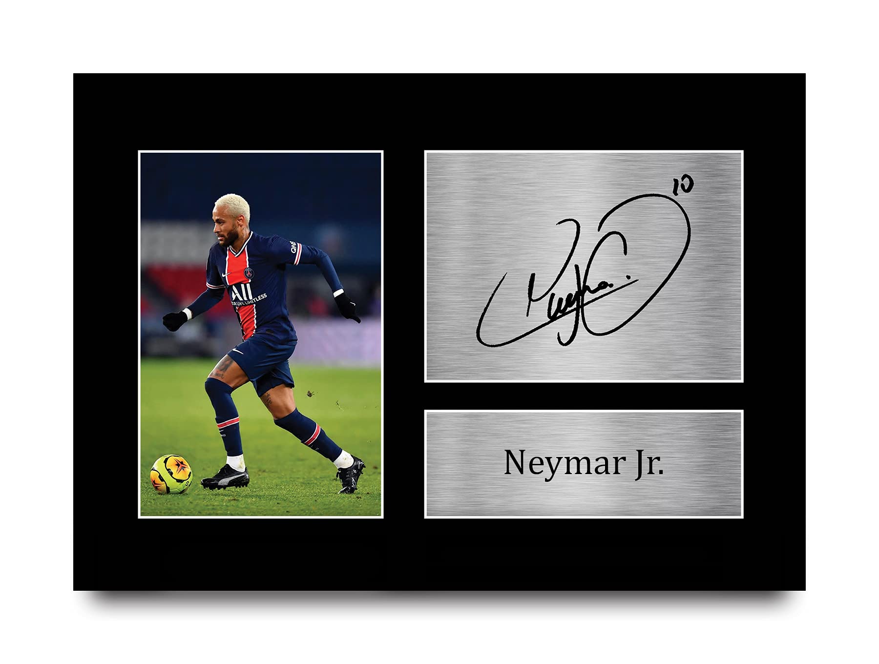 HWC Trading Neymar Jr Paris Blue and Reds Gifts Printed Signed Autograph Picture for Football Fans and Supporters - A4