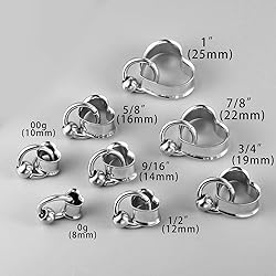 Twolobes 2 PCS Silver Ear Gauges Classic Heart