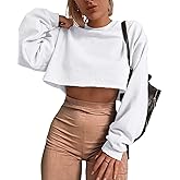 Artfish Women's Crewneck Long Sleeve Crop Tops Workout Casual Pullover Loose Sweatshirts