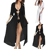 Bathing Suit Cover Up For Women Plus Size Open Front Lace Long Split Swimsuits Sexy Swim Coverups Vacation Dress