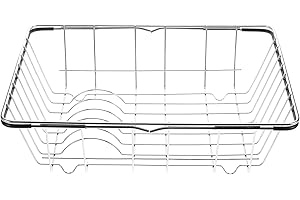 HIAKDOFT Expandable Stainless Steel Sink Dish Rack Adjustable Drying Basket for Plates Glasses Bowls and