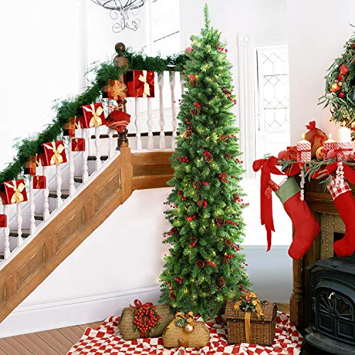 Lifefair 7 5ft Prelit Slim Christmas Tree Decorated With 350