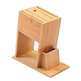 Knife Block,SHZONS 7 Empty Slots Wooden Knife