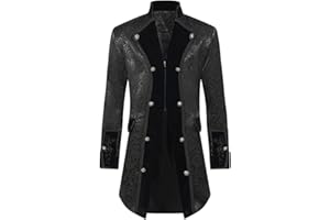 DRTES Men Steampunk Medieval Jacket Victorian Vampire Pirate Frock Coat Costume