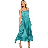 Fivsole Midi Pleated Bridesmaid Dresses for Women Tea Length Formal Wedding Guest Dresses