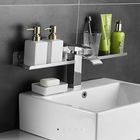 Amazon Qz Home ステンレス鋼 洗面台 パンチングなしの壁掛け バスルーム収納ラック Size 60cm 浴室用ラック ホーム キッチン オンライン通販