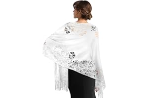 Yetuab Shawls and Wraps for Evening Dresses Scarfs for Women Pashmina 1920s Wedding Formal Lace Fringe Shawl Accessories