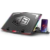 MeFee RGB Laptop Cooling Pad for 15.6-21 Inch Professional Gaming Laptop Cooler with 6 Quiet Fans and Button Control, Pure Metal Panel Portable Cooler