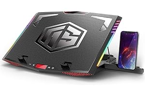 ICE COOREL MeFee RGB Laptop Cooling Pad for 15.6-21 Inch Professional Gaming Laptop Cooler with 6 Quiet Fans and Button Control, Pure Metal Panel Portable Cooler