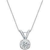 14k White Gold Bezel-set Round Diamond Solitaire Pendant (1/5-1 cttw, Good, I1-I2)