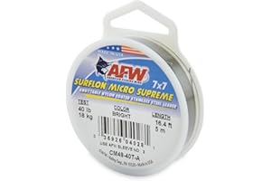 AFW American Fishing Wire Surflon Micro Supreme Nylon Coated 7x7 Stainless Steel Leader Wire - Knottable Wire Leaders for Fishing Saltwater, Fly Fishing, 13lb Test - 90lb Test, Bright, Black & Camo Colors
