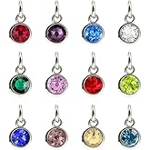 24pcs Stainless Steel Crystal Birthstone Charms - Jewelry Making Pendants for DIY Necklace Bracelet (Mixed Color)