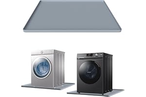 OIEKUN 27''x27'' Washing Machine Drain Pan Silicone mat with 0.78'' Raised Edges, Non-Slip Washer Drip Tray, Prevent Water Leakage and Floor Damage from such as Washing Machines,Wine Cabinet（grey）