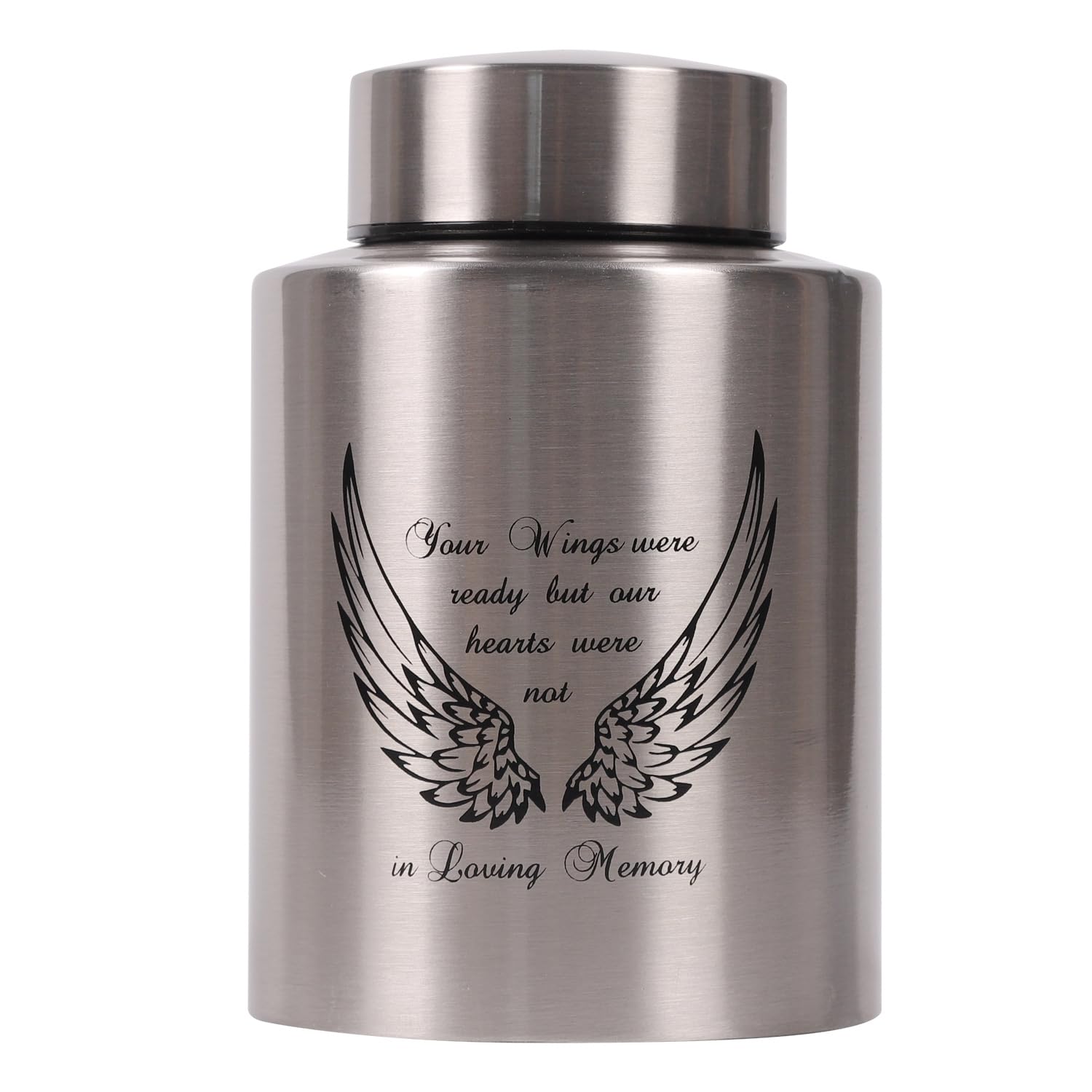 Medium Urns for Human Ashes Up to 60 Cubic Inches Medium Sized Urns for Ashes Adult Male Female Keepsake Cremation Urns for Ashes Stainless Steel (Angel Wings, Silver)