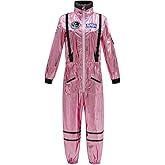 GRAJTCIN Women's Astronaut Costume Adult Shiny Space Suit Halloween Spaceman Costume