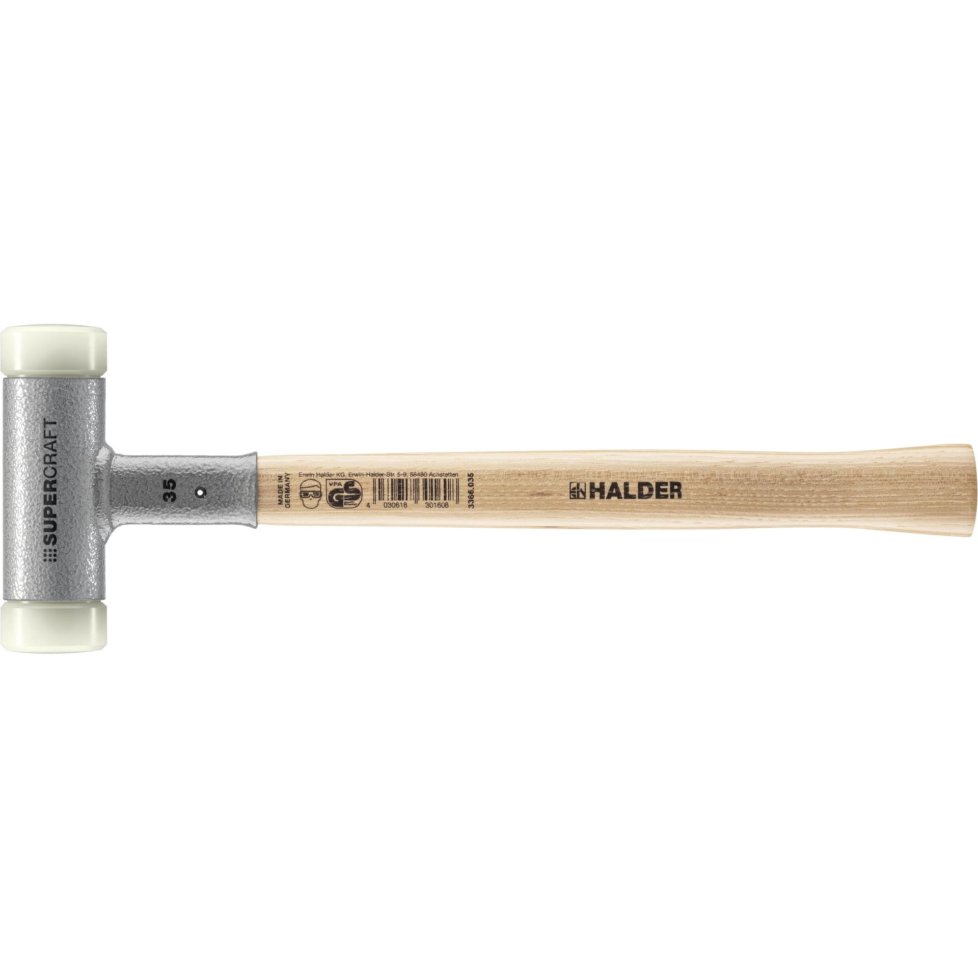 Halder 3366035 Nylon Mallet with Vibration-Reducing, Multi-Colour, 35 mm
