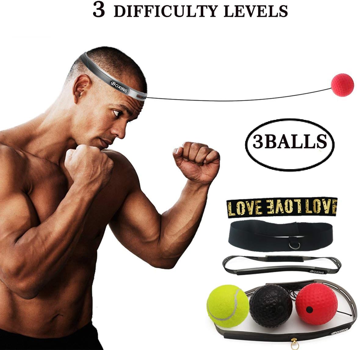 mcrosfdd The Original Boxing Reflex Ball Great for Training to Improve Reactions and Speed, Boxing Gym Equipment Super for Both Training and Fitness