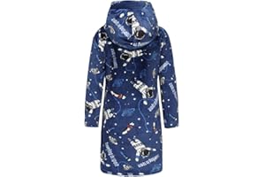 SRVNFBKT Boys Girls Bathrobes, Kids Hooded Bathrobes Plush Soft Flannel Robes Sleepwear Gift for Boys Girls