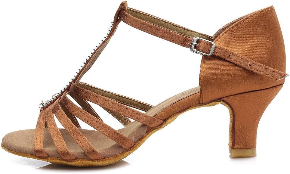 DKZSYIM Women's Satin Latin Dance Shoes Ballroom Performance Shoes Model 227