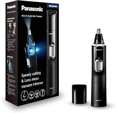 ER-GN300-K503 Trimmer de Vello De Nariz para Hombres, Afeitadora Eléctrica Premium, Trimmer para Vellos de la Nariz, Orejas y Cejas, Resistente Al Agua, Funciona con Batería, Negro