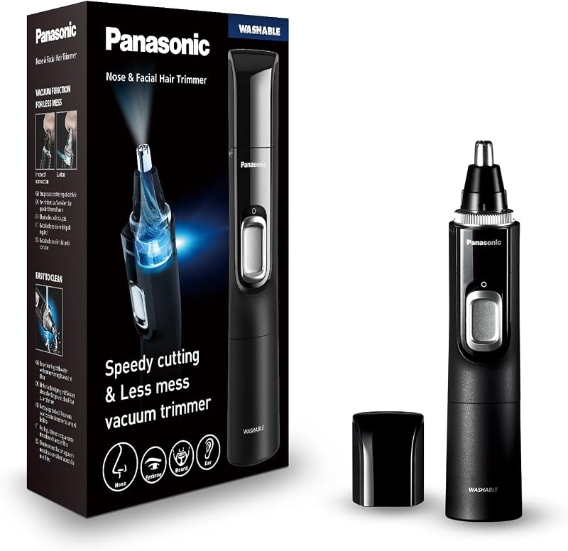 Aparador de sobrancelhas para nariz úmido e seco panasonic er-gn300k503, preto, 3,8 x 3,4 x 16,4 cm, para homens.