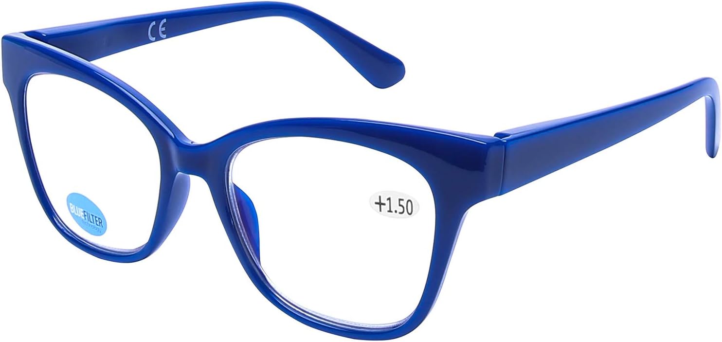 DOOVIC Blue Light Blocking Computer Reading Glasses Blue Frame Large