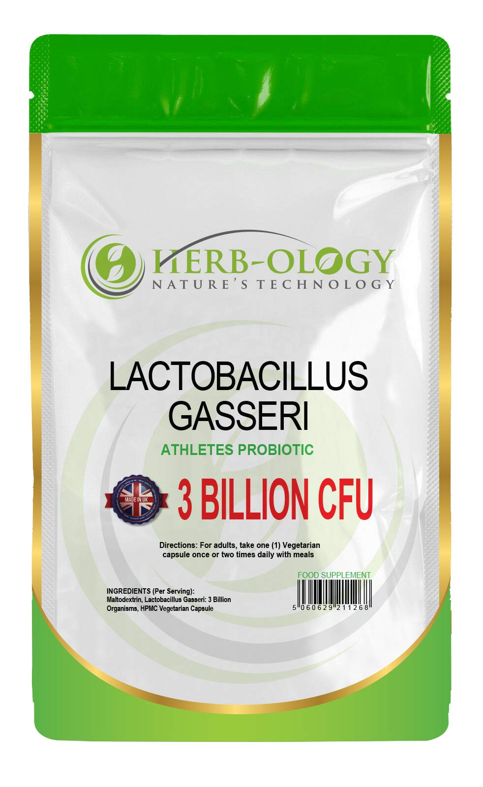 HB Lactobacillus Gasseri | 60 Lactobacillus Probiotic Capsules - High Strength 3 Billion CFU L-Gasseri Probiotic per Serving | Non-GMO, Gluten & Allergen Free | Made in The UK