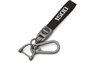 LINOAH Key Chain for Ram 1500 Leather Car Keychain, Compatiable With Dodge Ram 1500 Accessories, Black Key Chain with 360 Degree Rotatable, Anti-Lost D-Ring