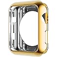 HANKN for Apple Watch Series 3 2 1 Case, Soft TPU Plated Shiny Cover Iwatch Bumper [No Front Screen Protector] (42mm, Gold)