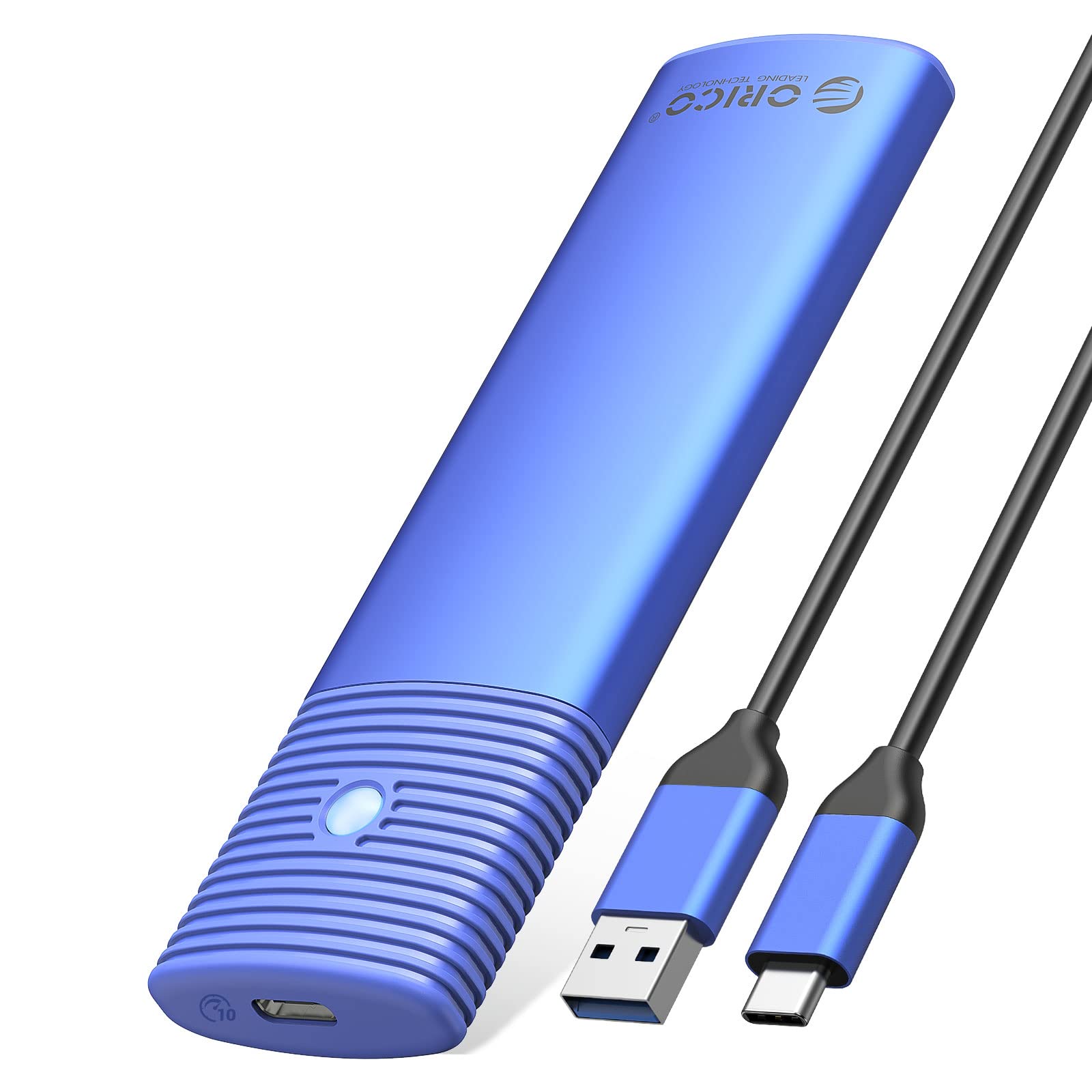 ORICO M.2 NVMe SATA SSD Enclosure Adapter Tool-Free, USB C 3.2 Gen 2 10Gbps NVME, 5Gbps NGFF SATA PCIe M-Key(B+M Key) 2230/2242/2260/2280, Aluminum External M2 Reader Support UASP Trim-BL(G2A)