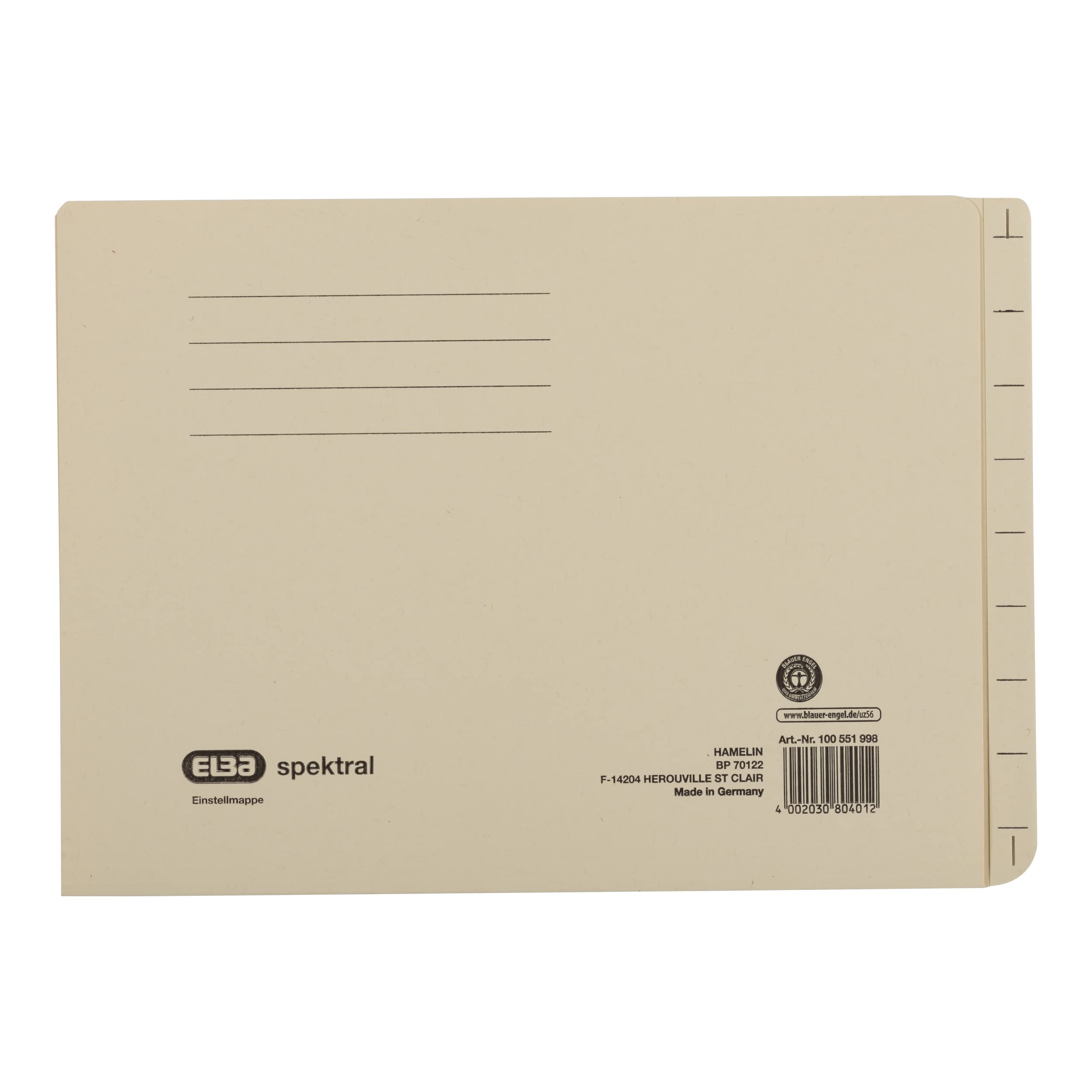 Elba Spektral 80401 File Folder Recycled Card 230 g/m² for Filing in Suspension File Cabinet/Magazine File Pack of 100 Chamois