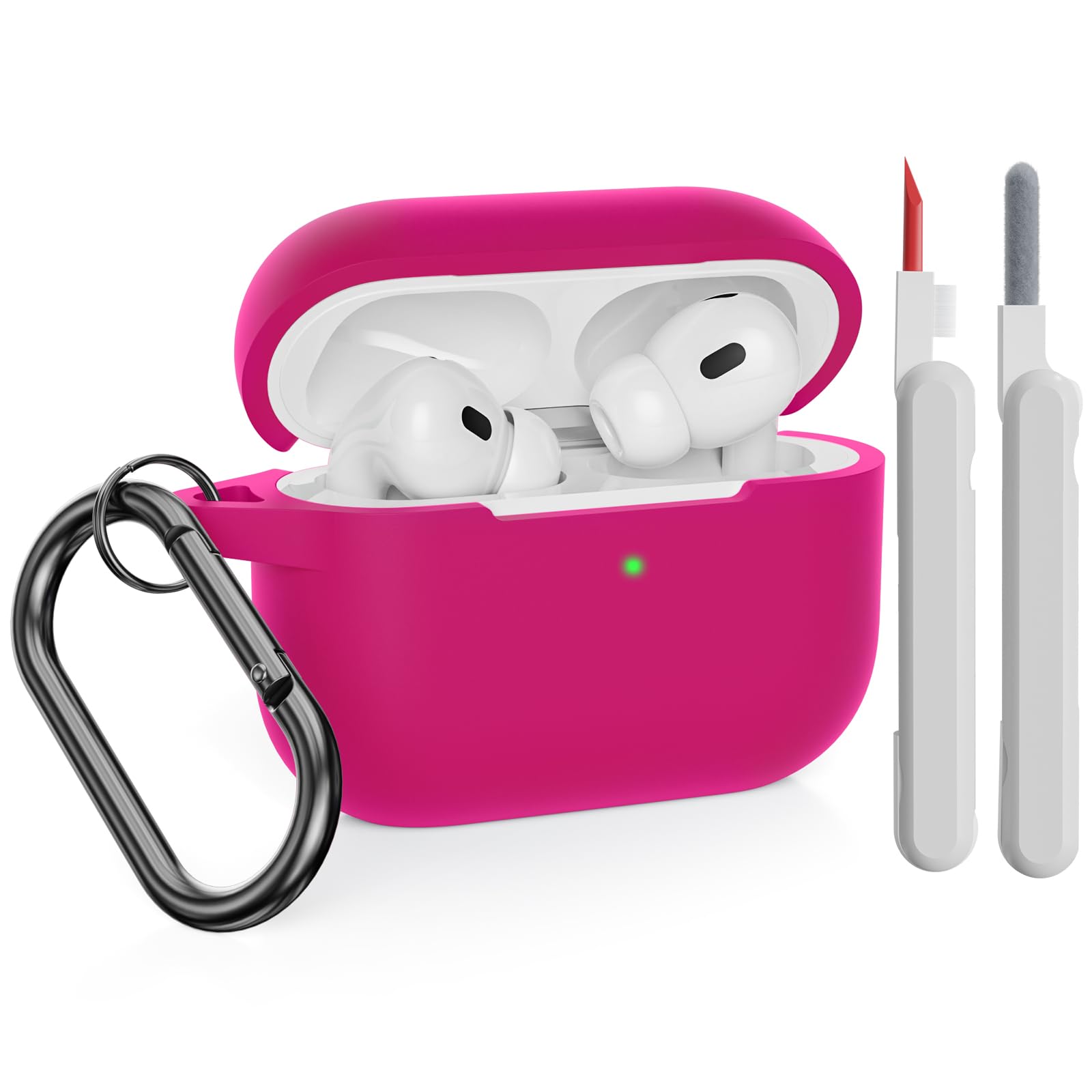 KOKOKA Case Cover Compatible with AirPods Pro 2 2022 & 2019 with Cleaner Kit, Soft Silicone Cover Shock Absorbing Protective Case for AirPods Pro 2nd & 1st Generation with Carabiner, Watermelon Red
