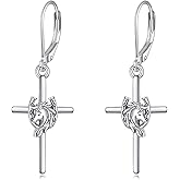 VONALA Horseshoe Cross Dangle Earrings for Women 925 Sterling Silver Cross Horse Leverback Earrings Horse Jewelry Gifts