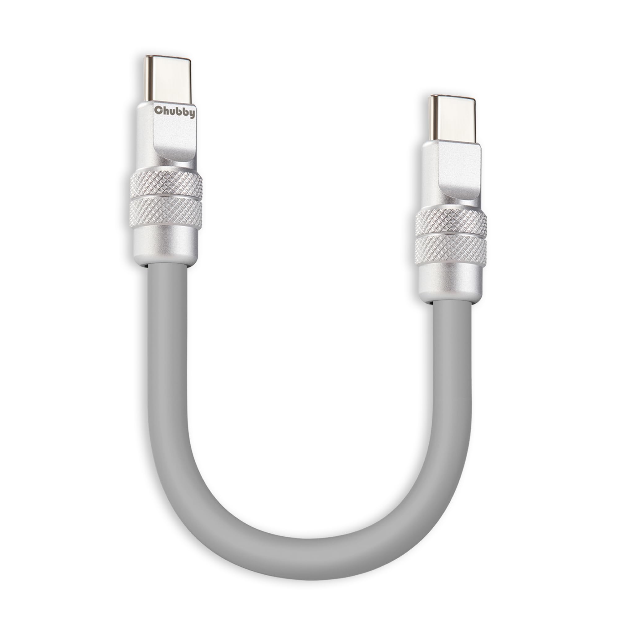 Photo 1 of chubbycable Cute Chubby 240W Short USB-C Cable Power Bank Fast Charging Cable Silicone Charger Cord Compatible with iPhone 17-15 Series iPad, Gray, Type-C to Type-C, 4 inch