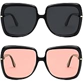 VANLINKER Polarized Oversized Big Trendy Square 70s Sunglasses for Women Retro Vintage Shades VL9836