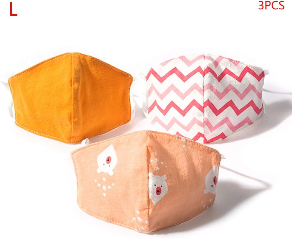 Yuanshenortey 3Pcs Cotton Face Protectice Cover Adjustable for Kids Adult Safety Protection Breathable Dust-Proof Washable