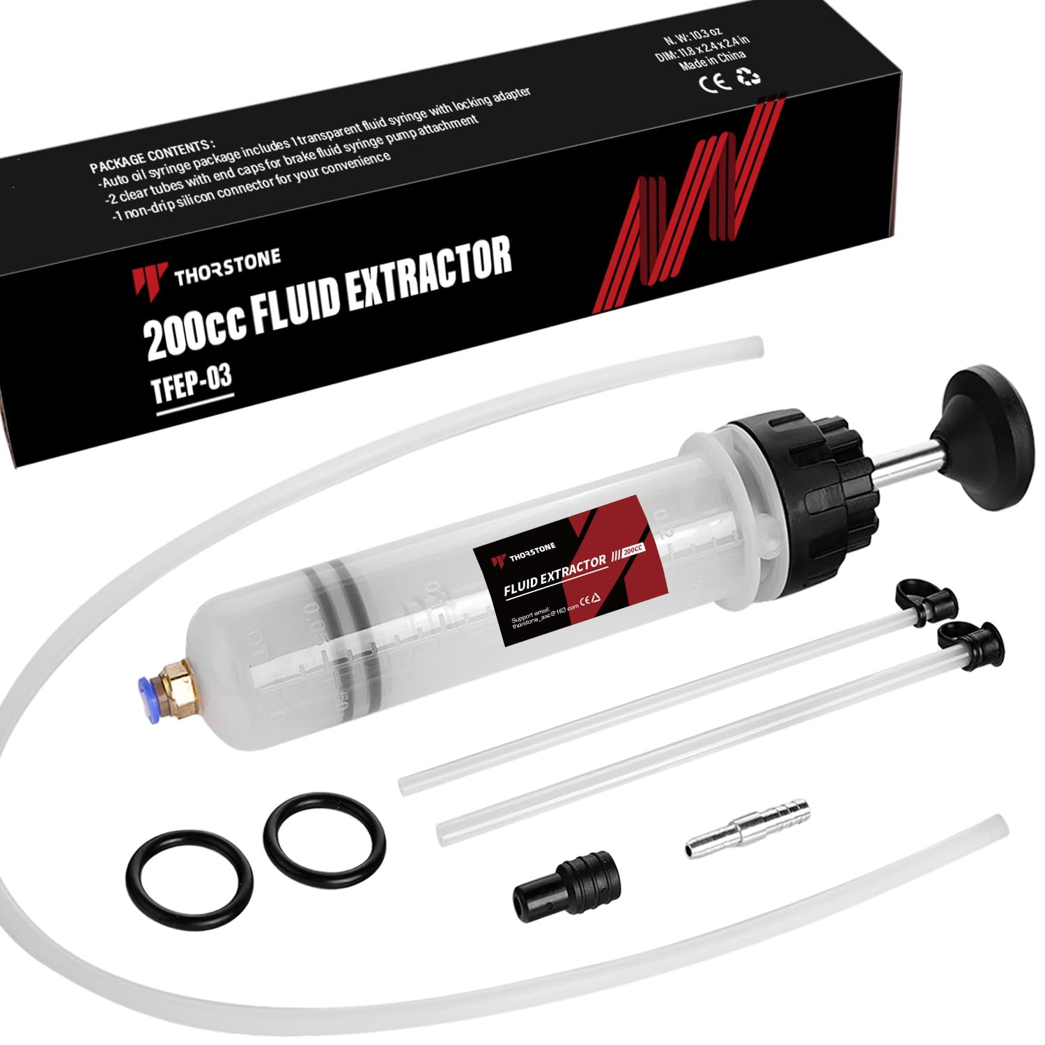 Photo 1 of Thorstone 200cc Automotive Fluid Extractor Pump, Manual Oil Change Syringe with 50cm Rubber Hose & 2pcs 22cm PVC Suction Tubes