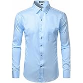 ZEROYAA Men's Business Formal Slim Fit Long Sleeve Button Up Dress Shirts with Pocket