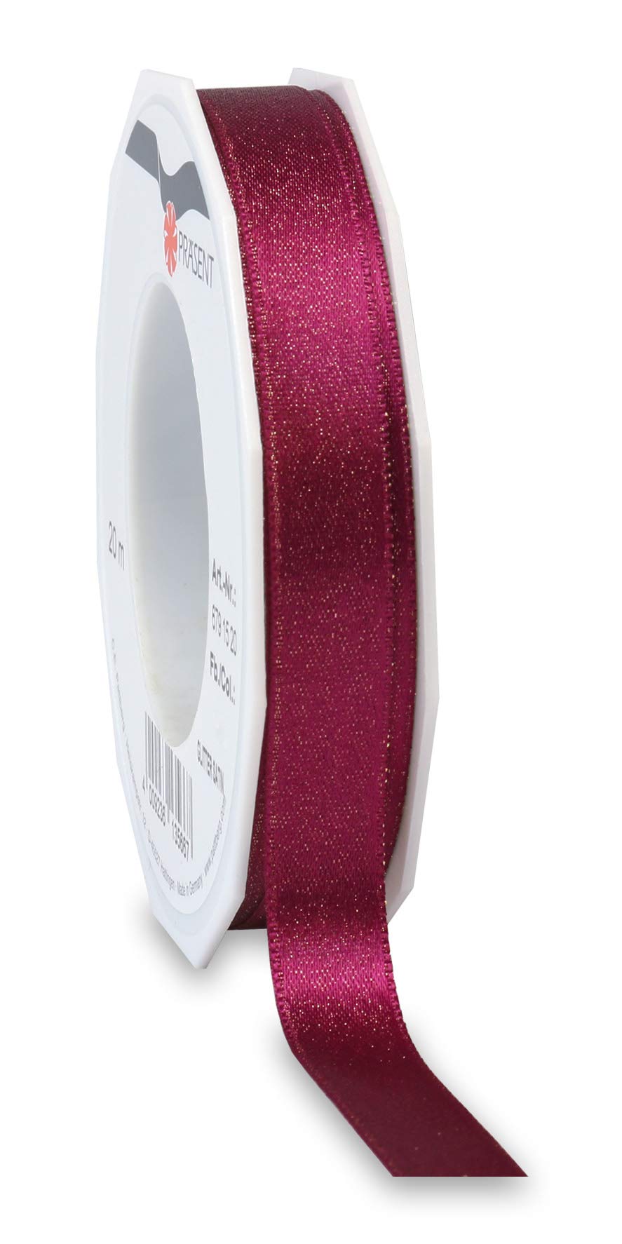 Präsent - Glitter Satin Ribbon Purple-Gold 20-m-Roll 15 mm Width